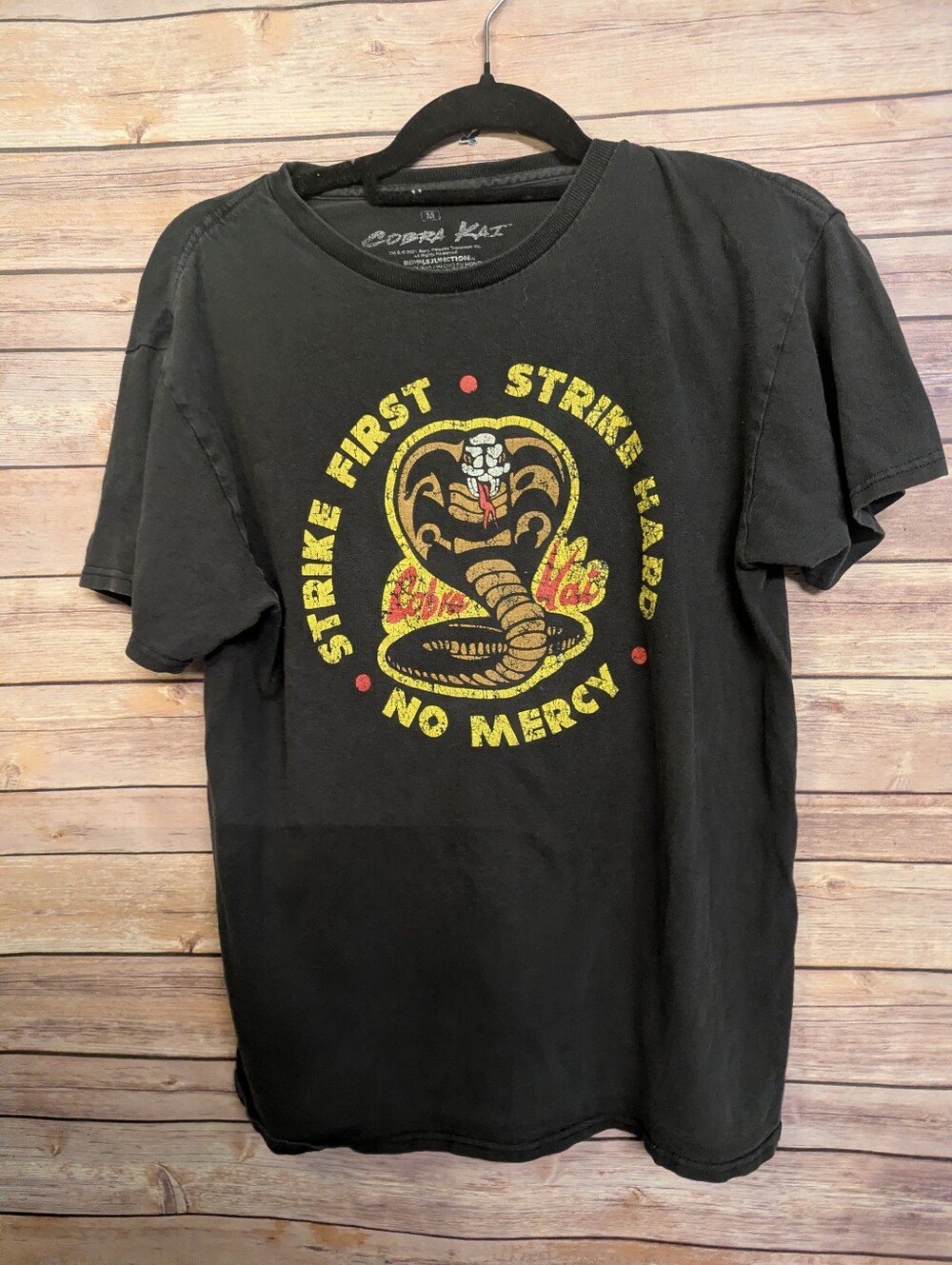 Cobra Kai Strike First Strike Hard No Mercy T Shirt Mens Medium Black Graphic